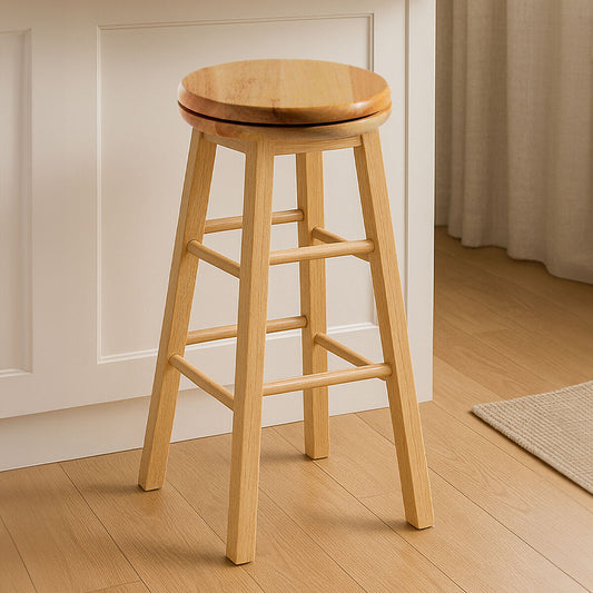 Solid Natural Tropical Hevea Wood Bar Stool
