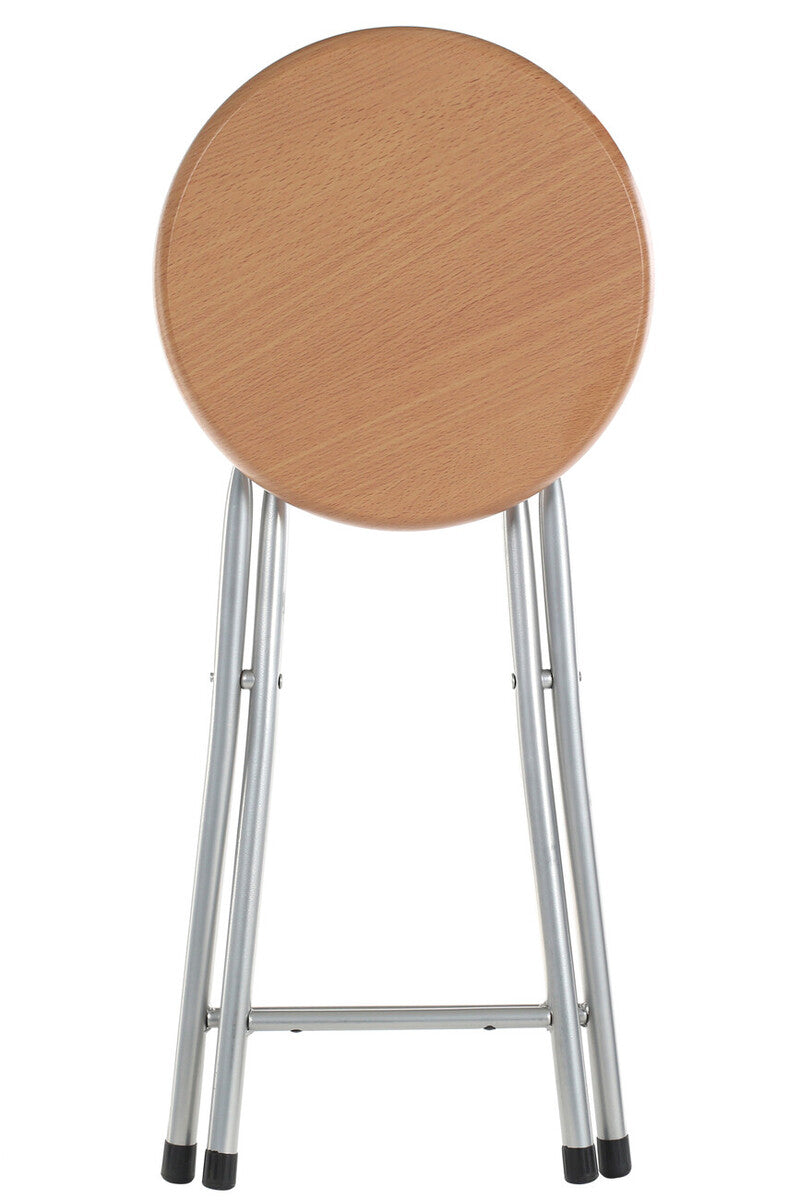 Fold Away Stool With Wood Veneer Seat