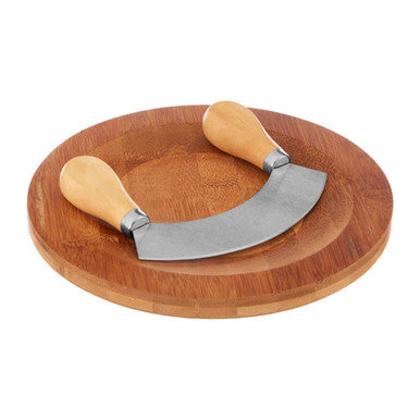 Aleki Bamboo Board with Mezzaluna Herb Chopper