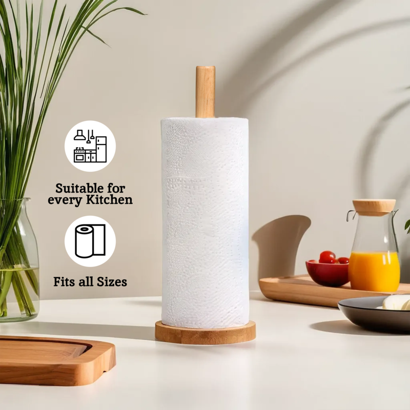Soka Rubberwood Kitchen Roll Holder