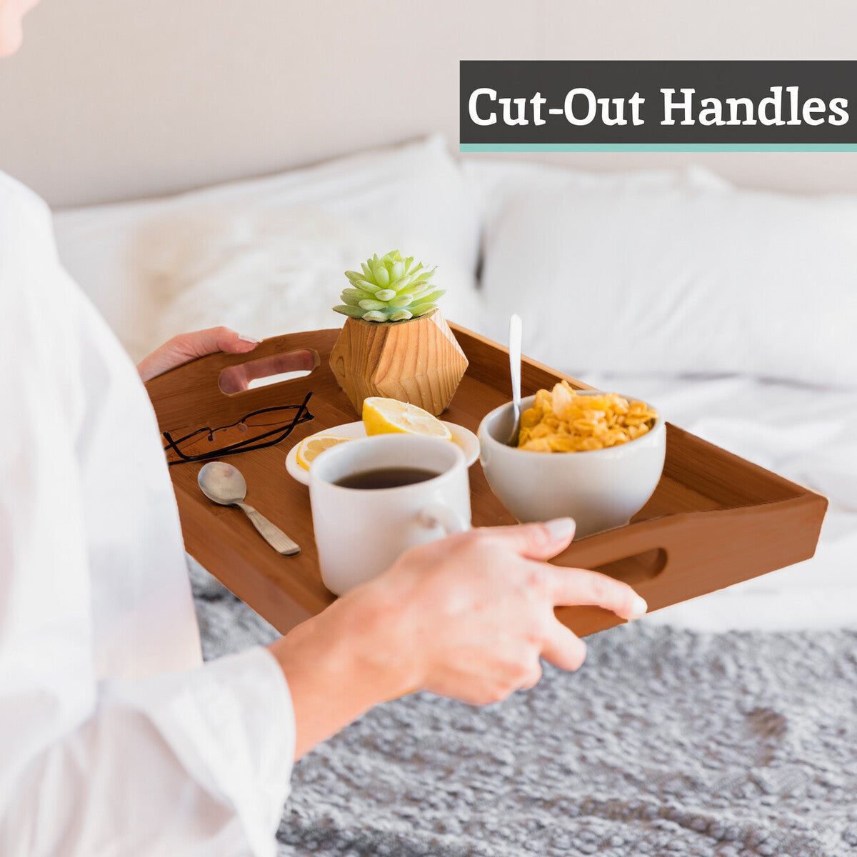 Aleki Bamboo Serving Tray With Handles