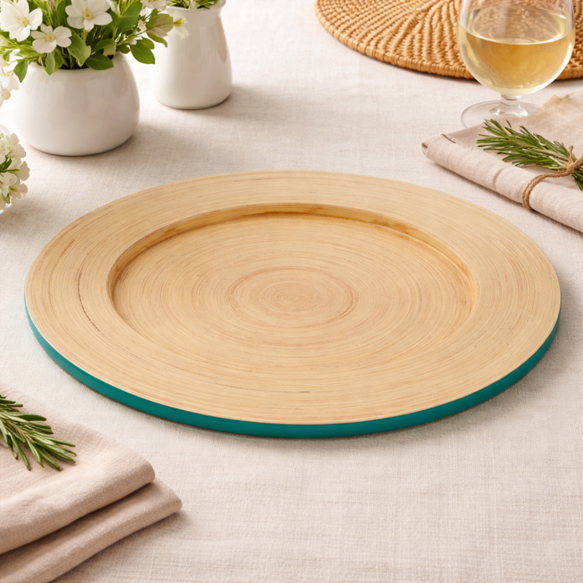 Turquoise Bamboo Charger Plate | Kyoto