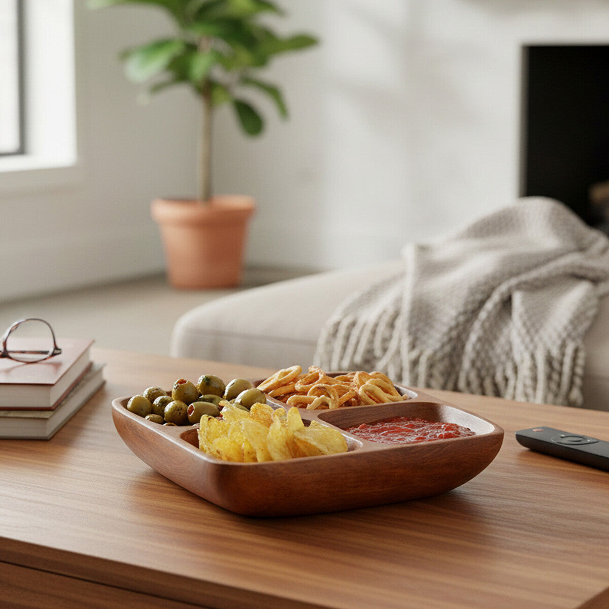 Kora Acacia Four Section Serving Dish