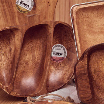 Kora Acacia 3 Section Apple Shaped Serving Dish