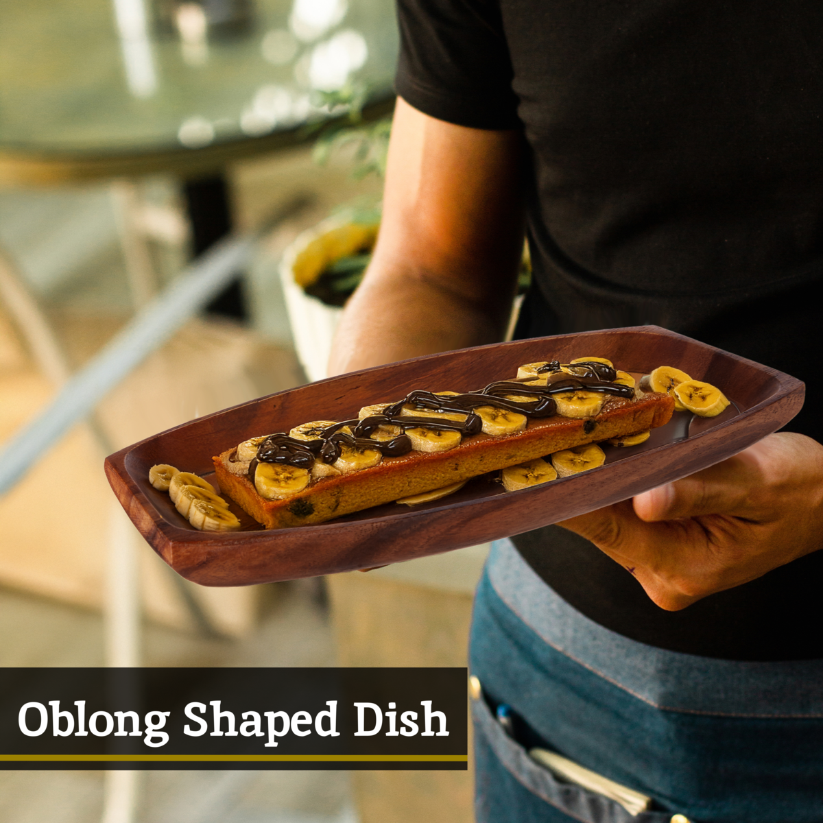 Kora Small Oblong Platter Dish In Acacia Wood