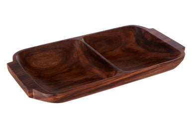 Kora Acacia Two Section Serving Dish With Handles