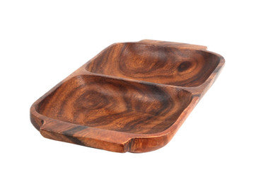 Kora Acacia Two Section Serving Dish With Handles
