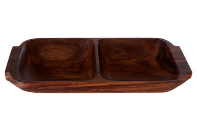 Kora Acacia Two Section Serving Dish With Handles