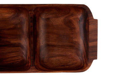 Kora Acacia Two Section Serving Dish With Handles