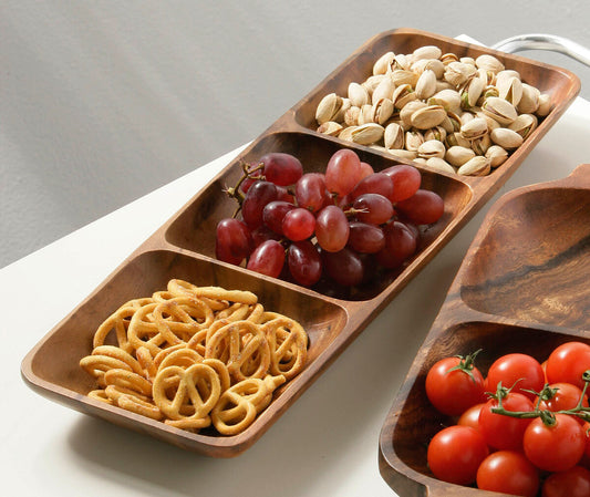 Kora Acacia Three Section Rectangular Serving Dish