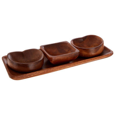 Kora Acacia 3 Piece Serving Dish Set With Tray