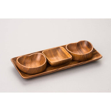 Kora Acacia 3 Piece Serving Dish Set With Tray