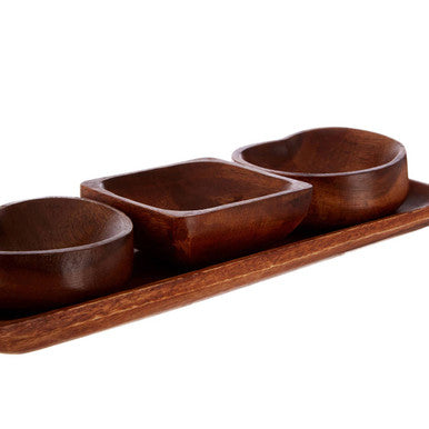 Kora Acacia 3 Piece Serving Dish Set With Tray