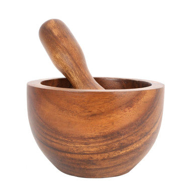 Acacia Wood Round Mortar and Pestle | Kora