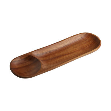 Kora Acacia Wood Oval Chip And Dip Tray
