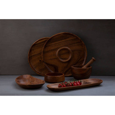 Kora Acacia Wood Oval Chip And Dip Tray