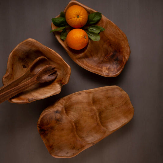 Savin 2 Section Serving Dish In Cedarwood