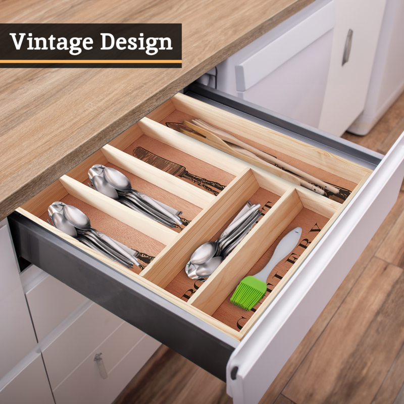 Bessan Wooden Vintage Design Cutlery Tray