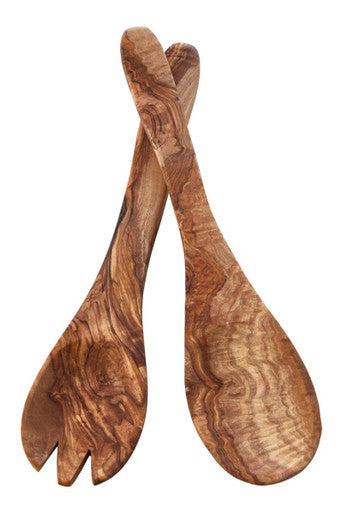 Kora Olive Wood Flat Salad Servers
