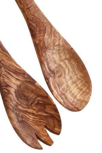 Kora Olive Wood Flat Salad Servers