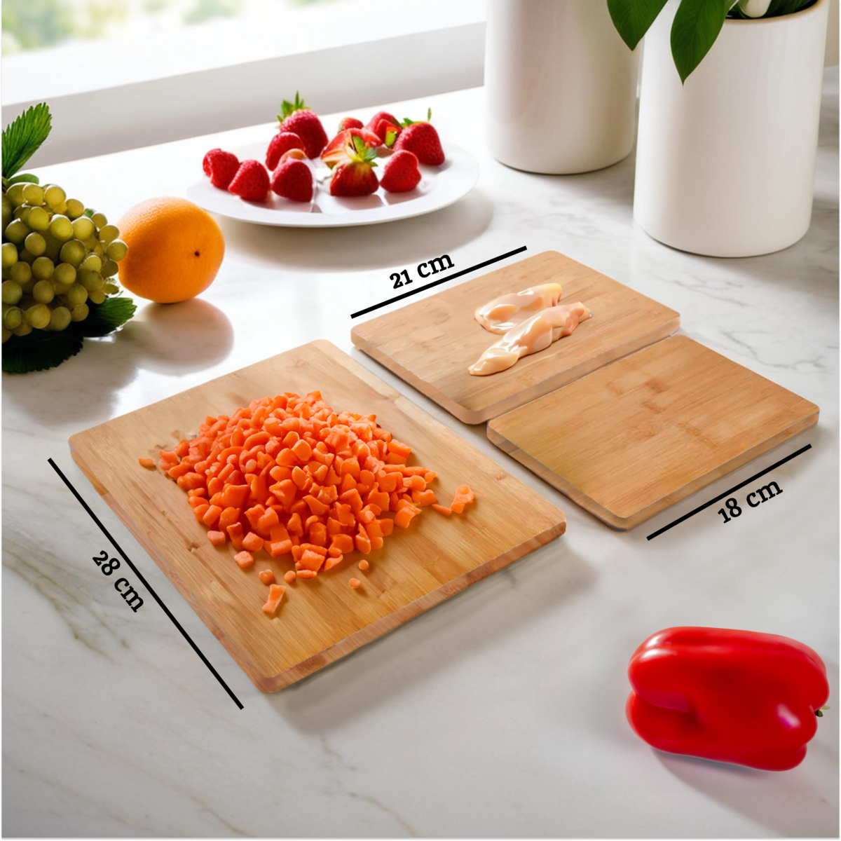 Aleki Set Of Three Bamboo Chopping and Serving Boards