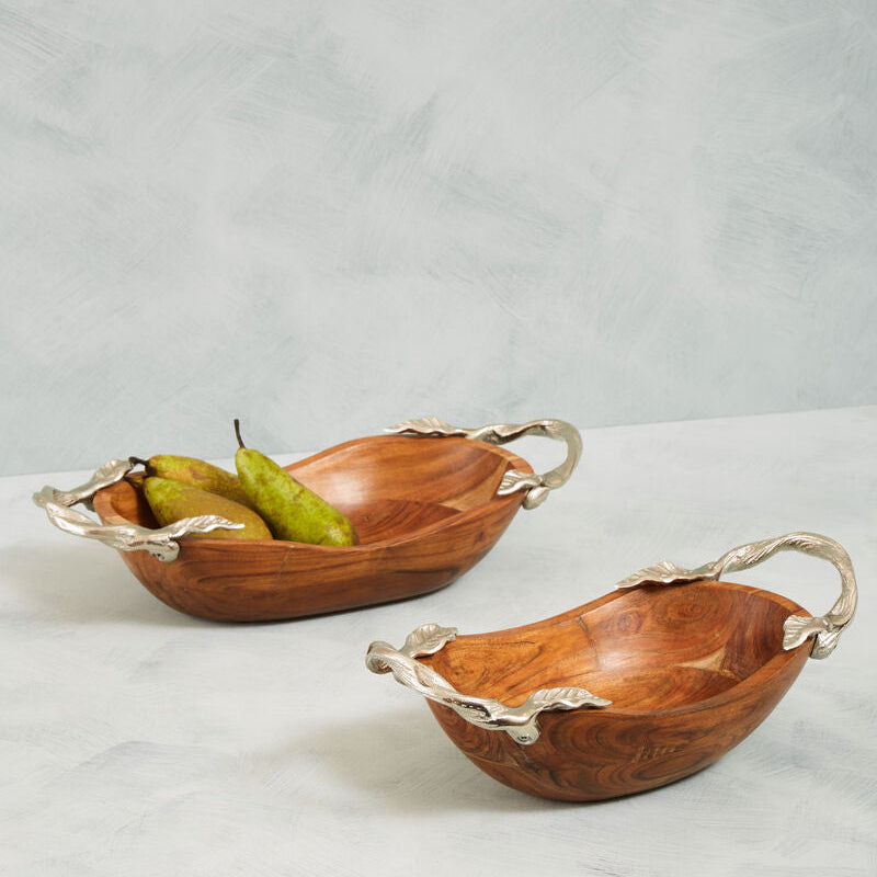 Vine Acacia Wood Small Oval Bowl