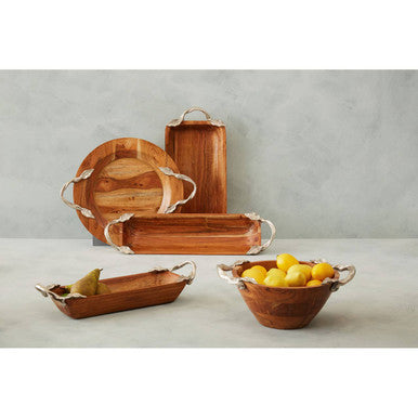 Large Acacia Wood Round Tray | Vine