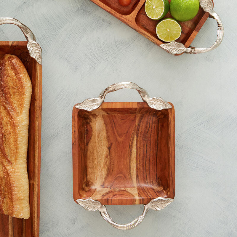 Vine Acacia Wood Square Bowl
