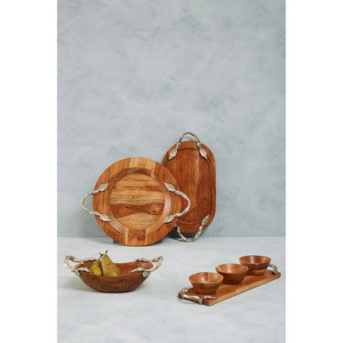 Vine Acacia Wood Oval Serving Tray