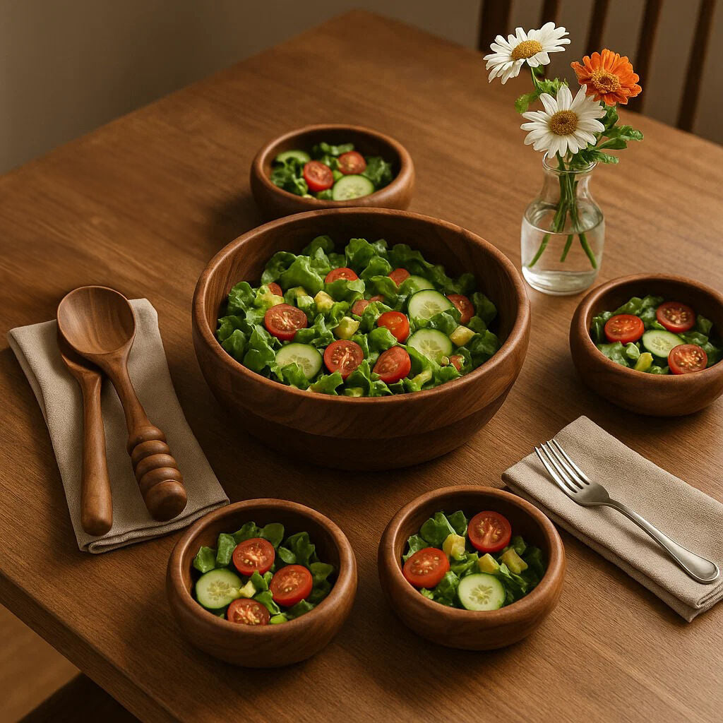 Rosi 5 Piece Sheesham Wood Salad Bowl Set
