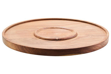 Kora Acacia Wood And White Marble Chip And Dip Plate