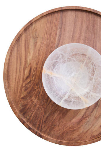 Kora Acacia Wood And Onyx Chip And Dip Plate