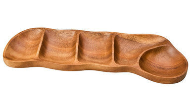 Kora Acacia Wood Five Section Antipasti Dish