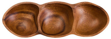 Kora Acacia Wood Three Section Antipasti Dish