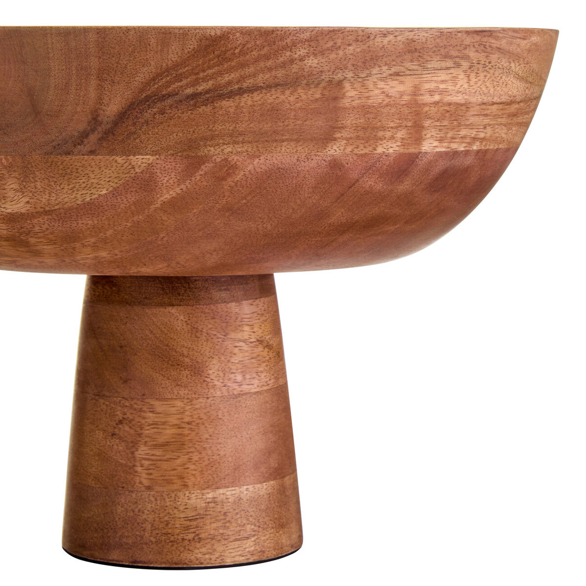 Kara Mango Wood Serving or Fruit Bowl with Pedestal Base