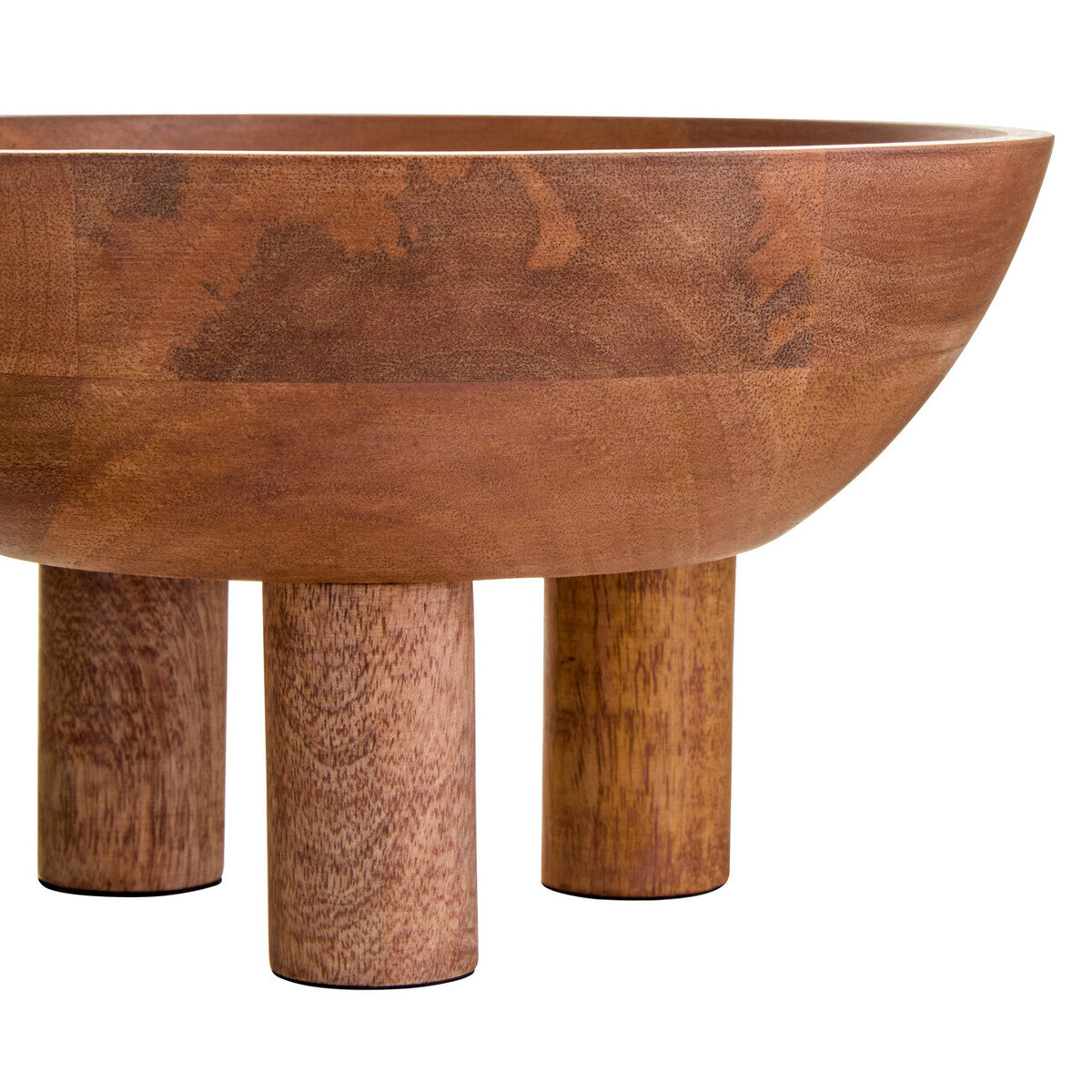 Kara Mango Wood Serving or Fruit Bowl with Footed Base