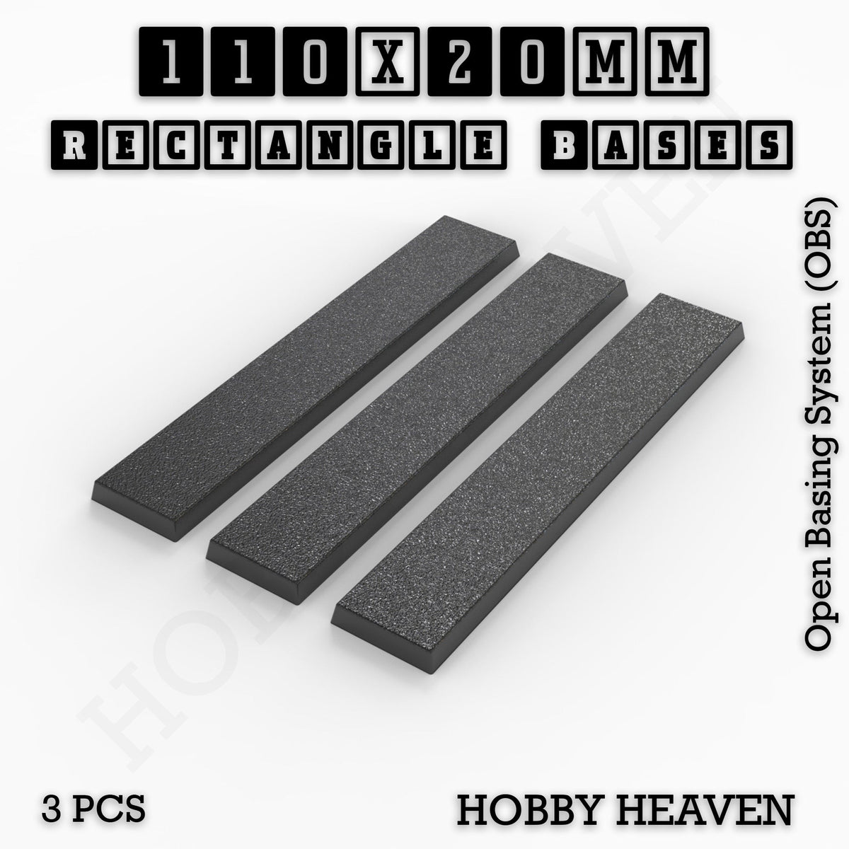 Rectangle Bases Medium Sizes - 75x30mm to 125x40mm and up to 100x90mm Wide - 3D Print Tabletop Games