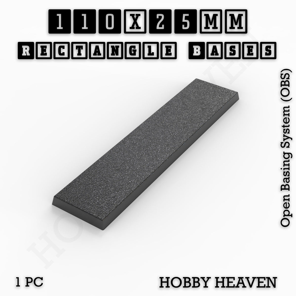 Rectangle Bases Medium Sizes - 75x30mm to 125x40mm and up to 100x90mm Wide - 3D Print Tabletop Games