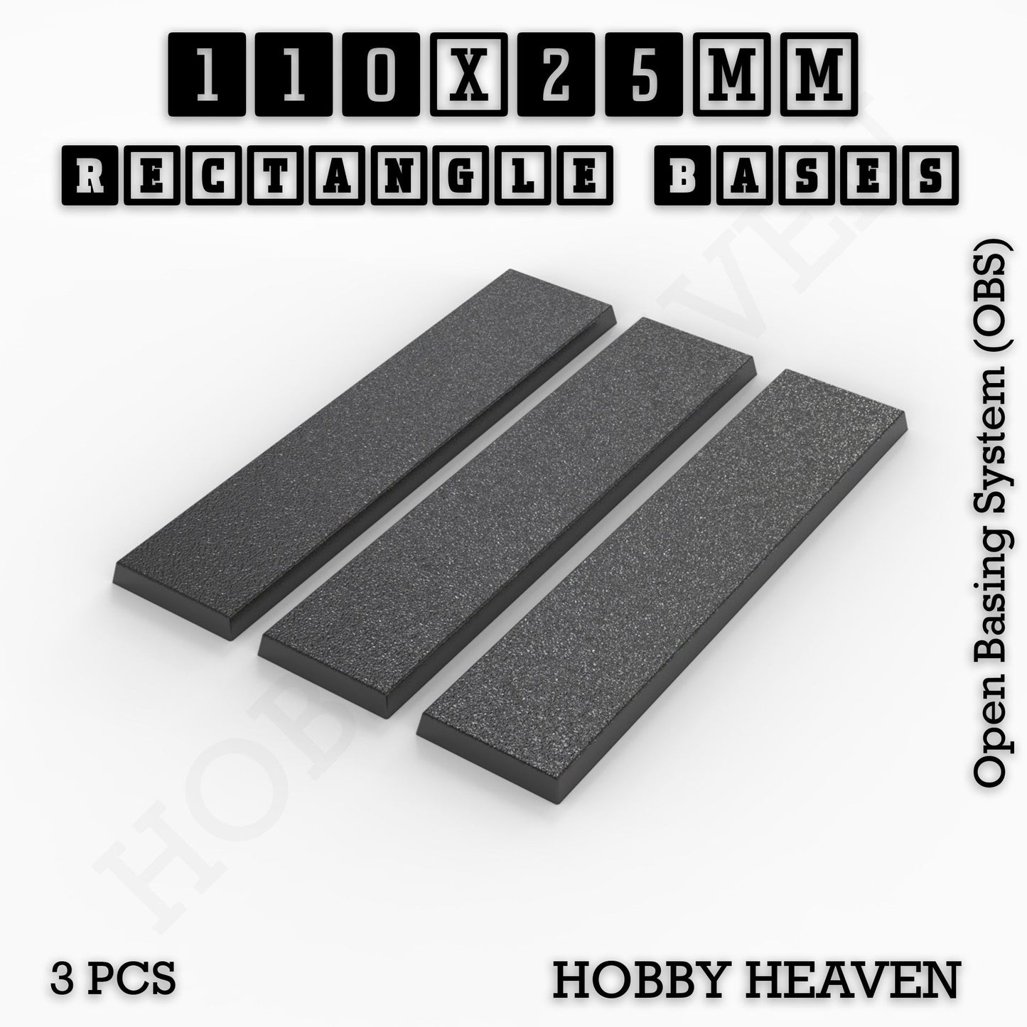 Rectangle Bases Medium Sizes - 75x30mm to 125x40mm and up to 100x90mm Wide - 3D Print Tabletop Games
