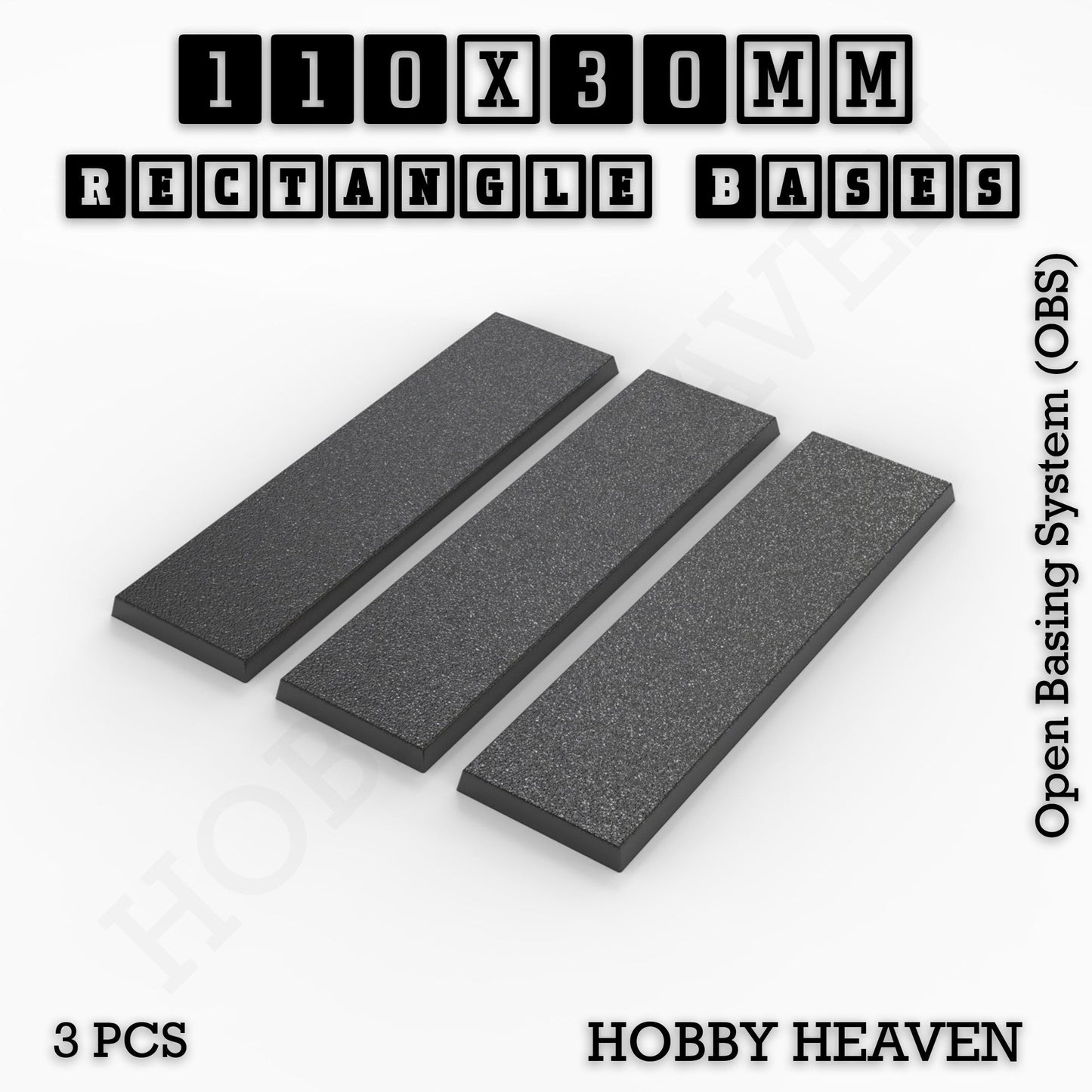Rectangle Bases Medium Sizes - 75x30mm to 125x40mm and up to 100x90mm Wide - 3D Print Tabletop Games