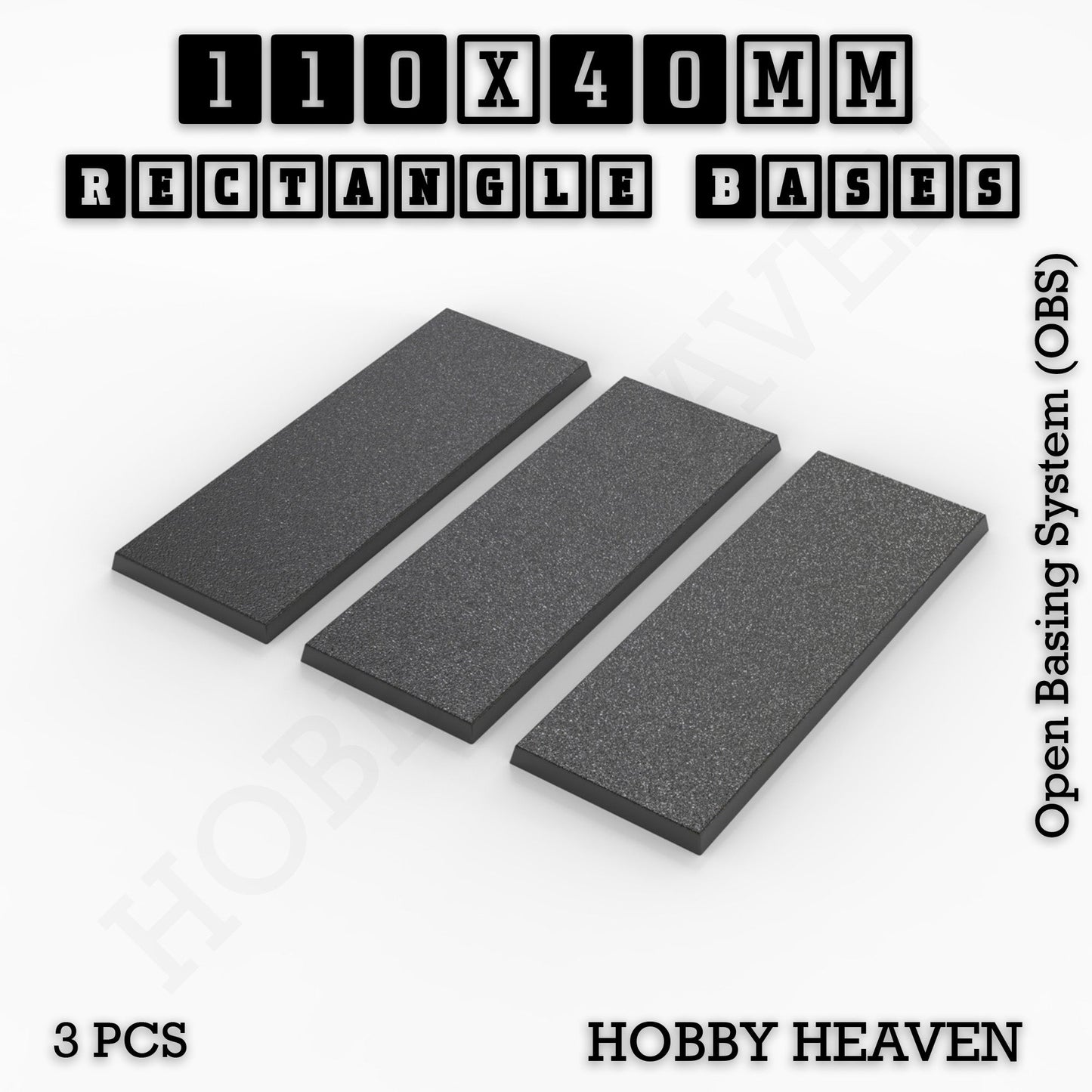 Rectangle Bases Medium Sizes - 75x30mm to 125x40mm and up to 100x90mm Wide - 3D Print Tabletop Games