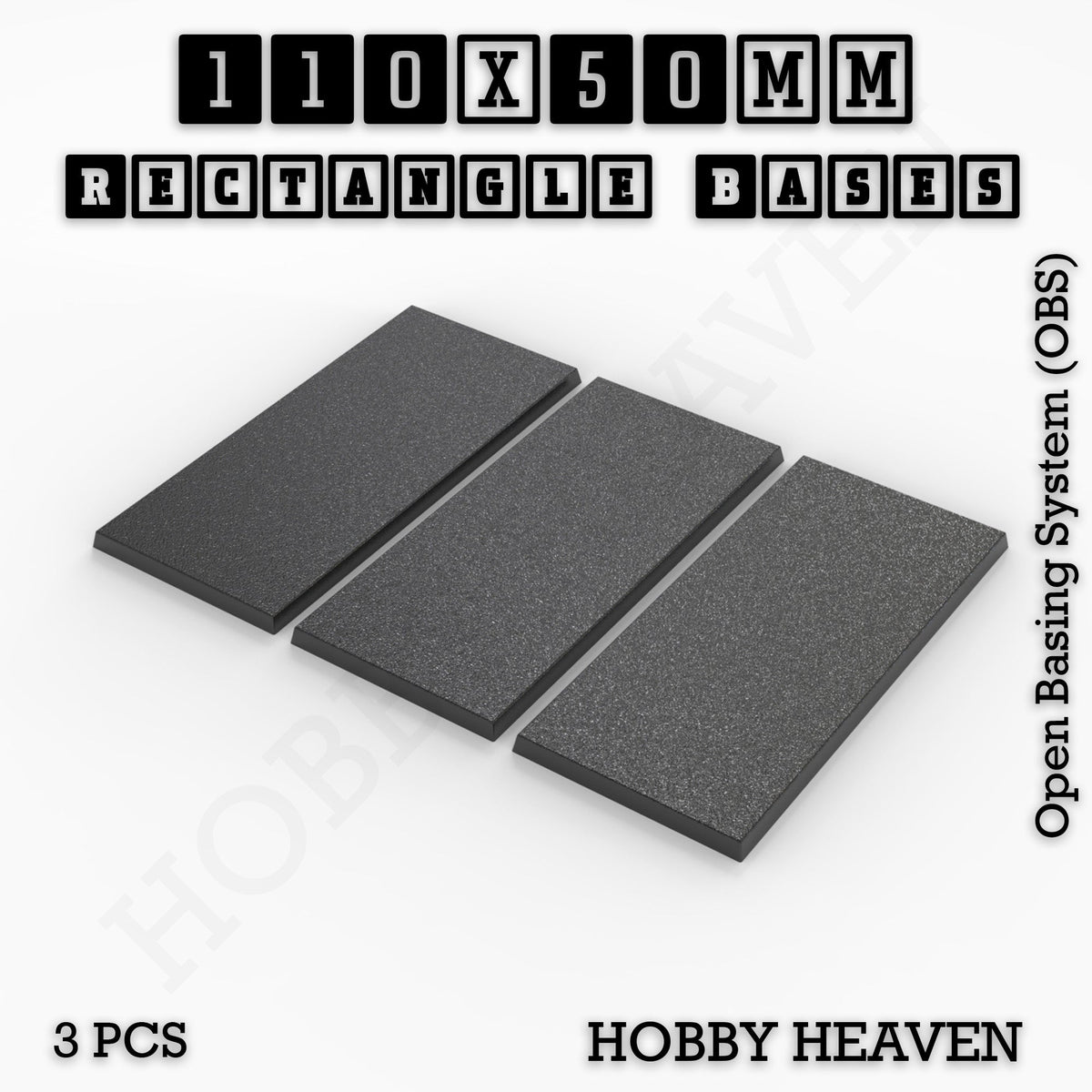 Rectangle Bases Medium Sizes - 75x30mm to 125x40mm and up to 100x90mm Wide - 3D Print Tabletop Games