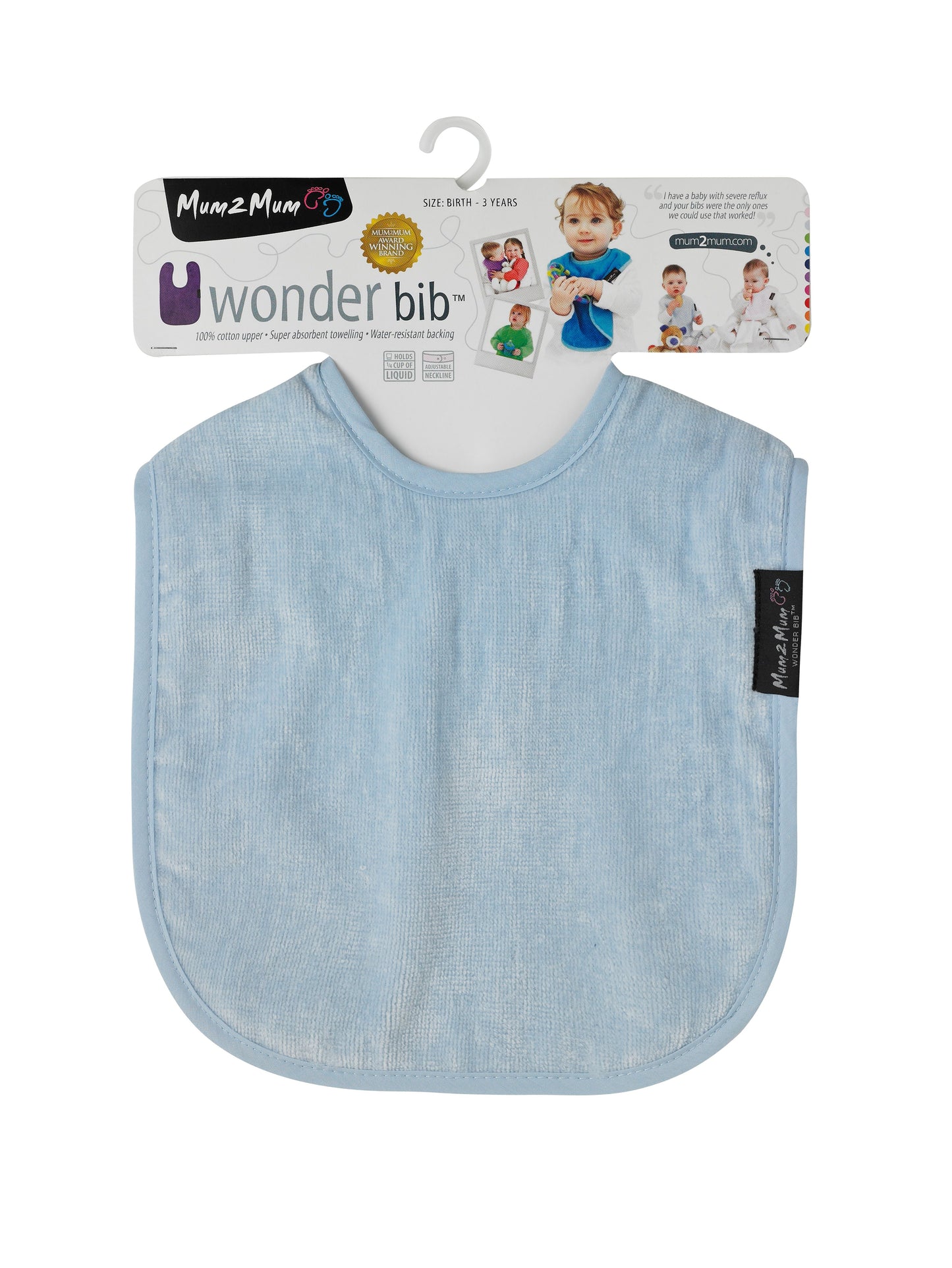 Mum 2 Mum Standard Wonder Bib - Baby Blue