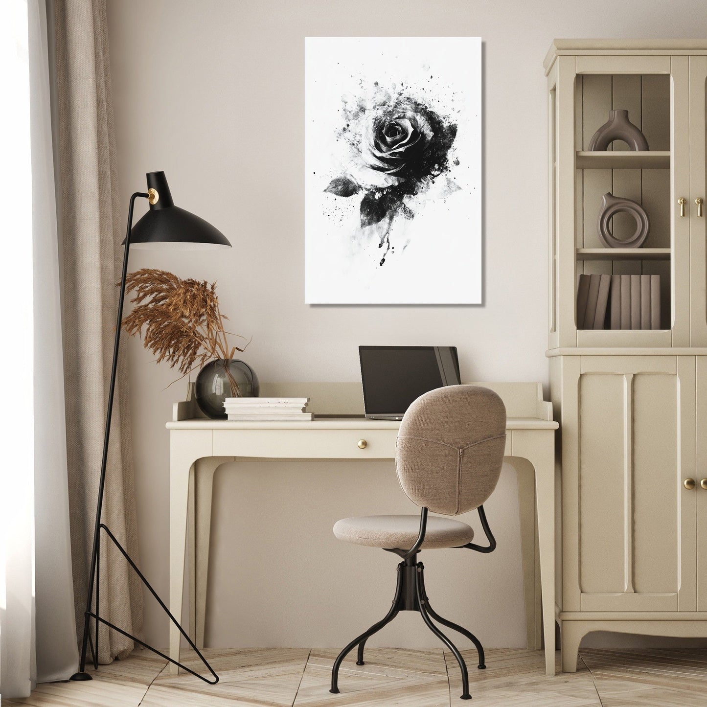 Monochrome Rose Elegance Canvas