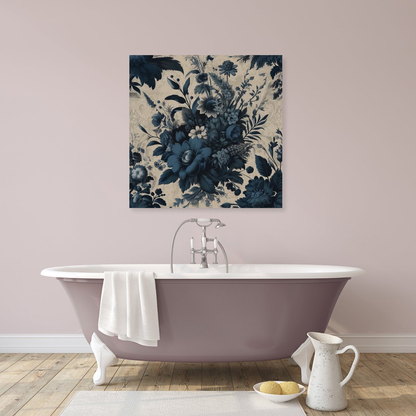 Vintage Navy Botanicals Canvas