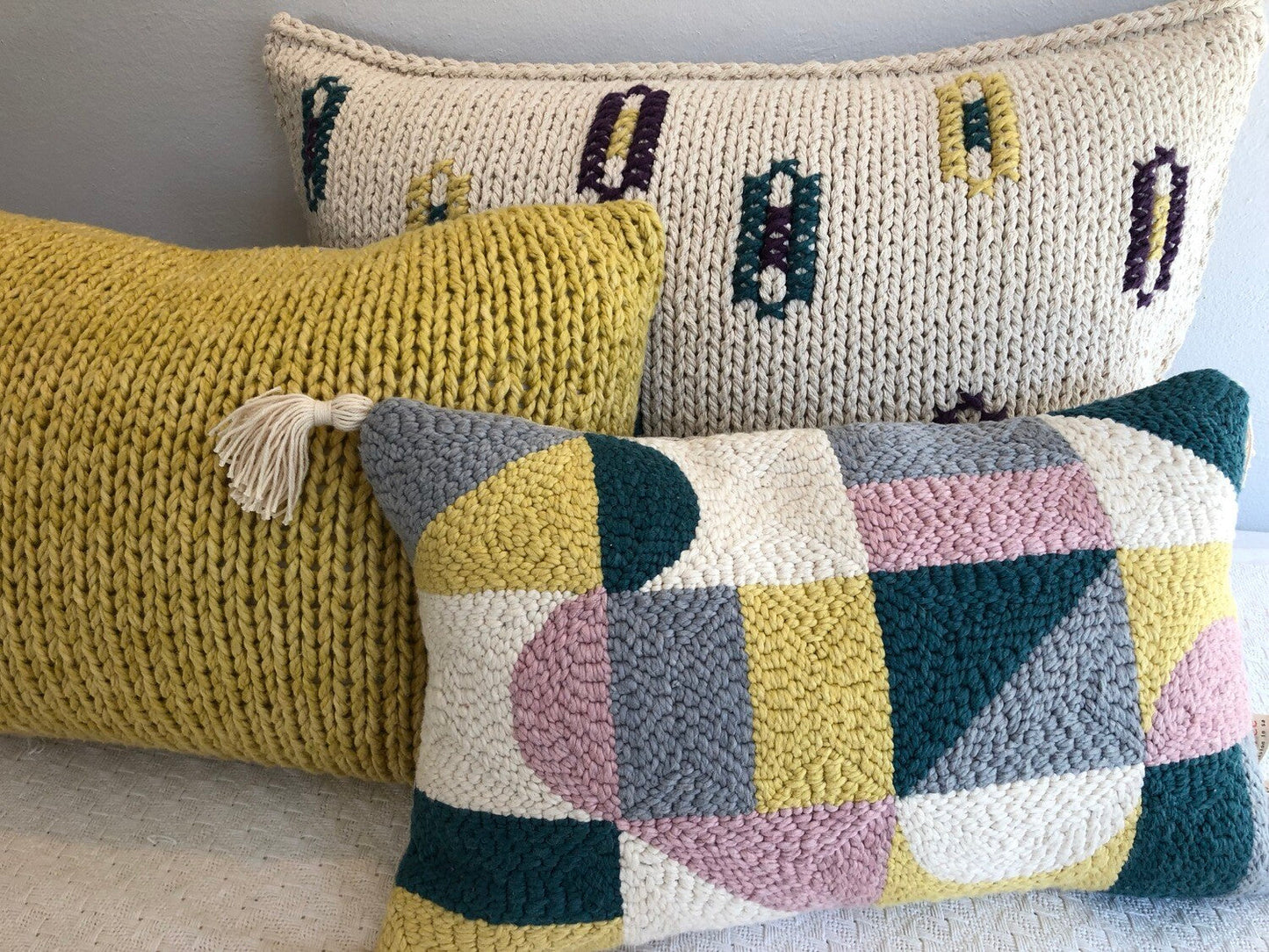 Punch Needle Cushion Cover - Geometric Pattern 1