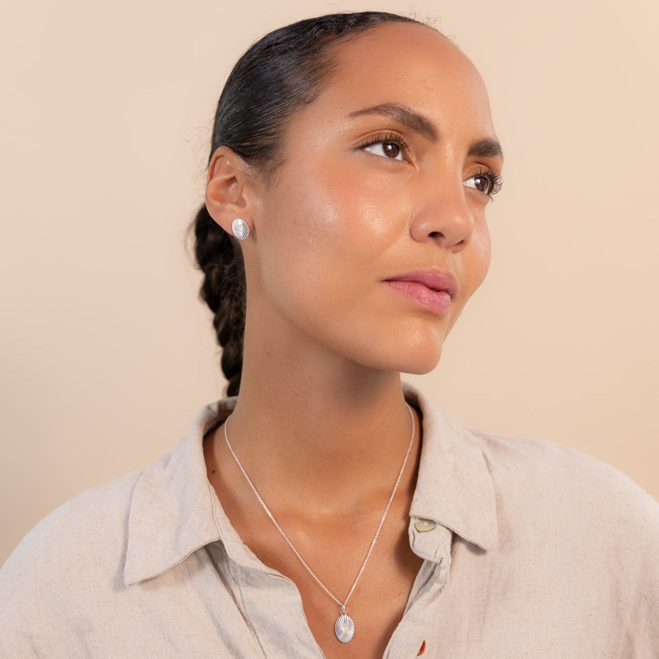 Silver Celeste Moonstone Heart Necklace