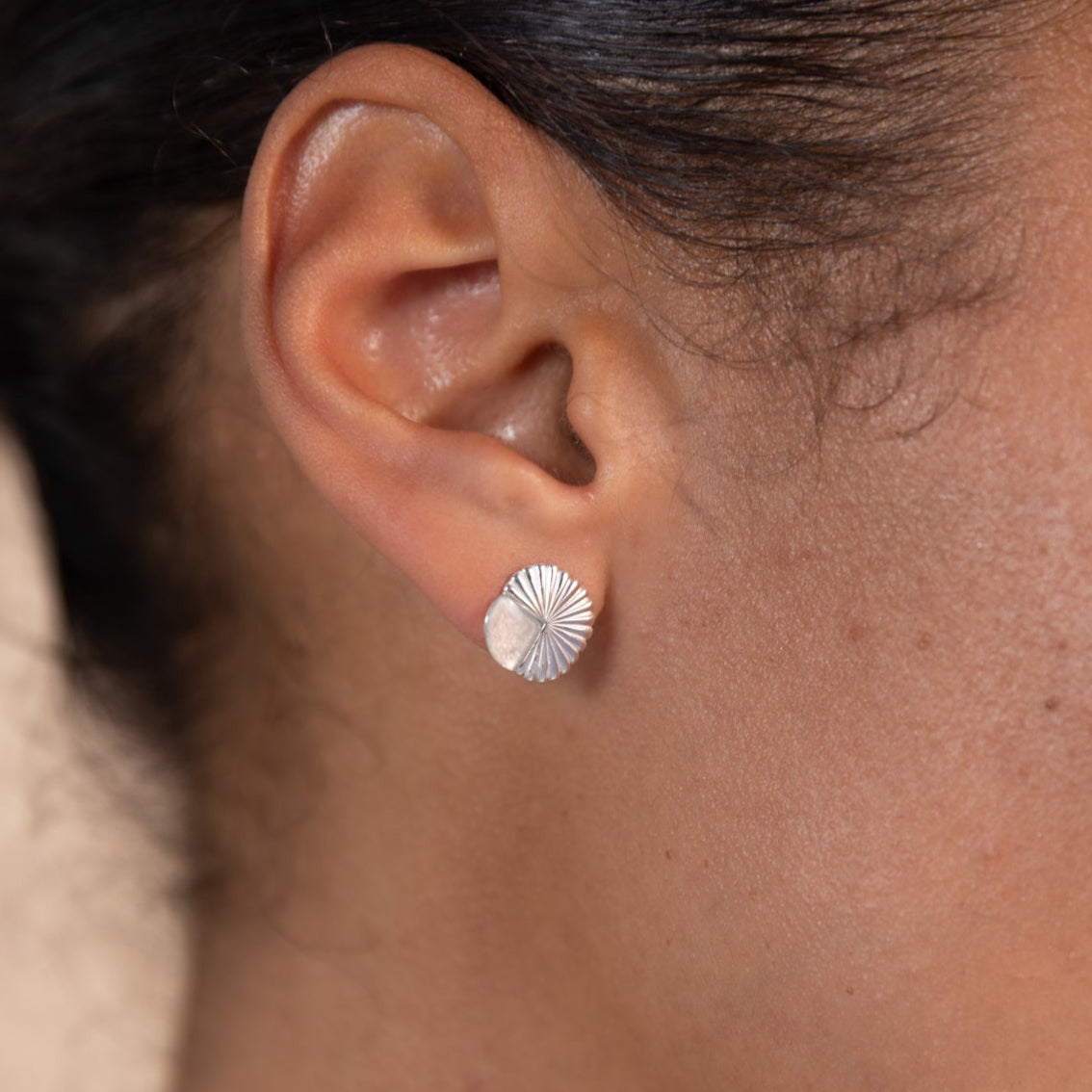 Silver Eclipse Deco Moonstone Studs