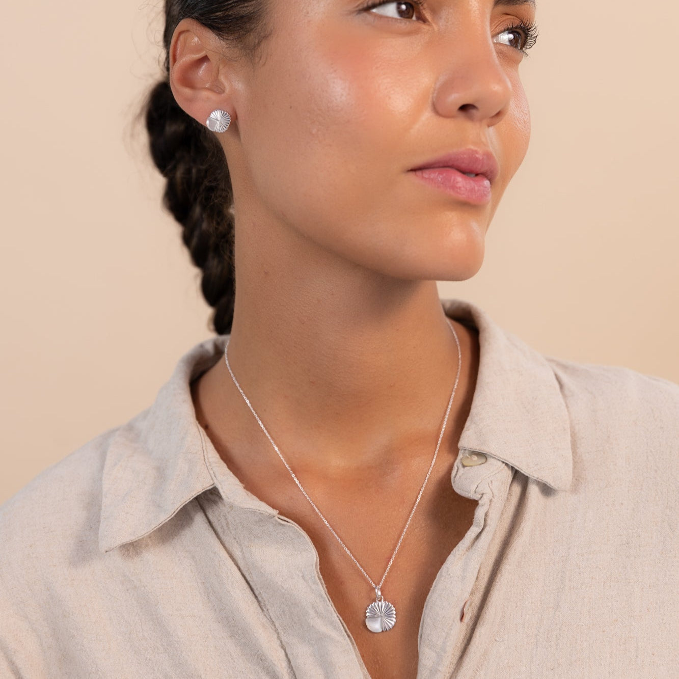 Silver Eclipse Deco Moonstone Studs