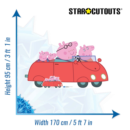SC1137 Peppa Pig Family Car Cardboard Cutout Height 95cm